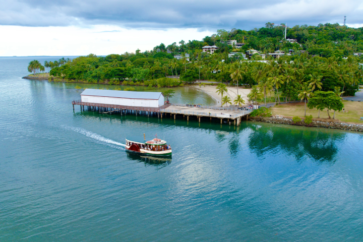 a small boat in a body of water