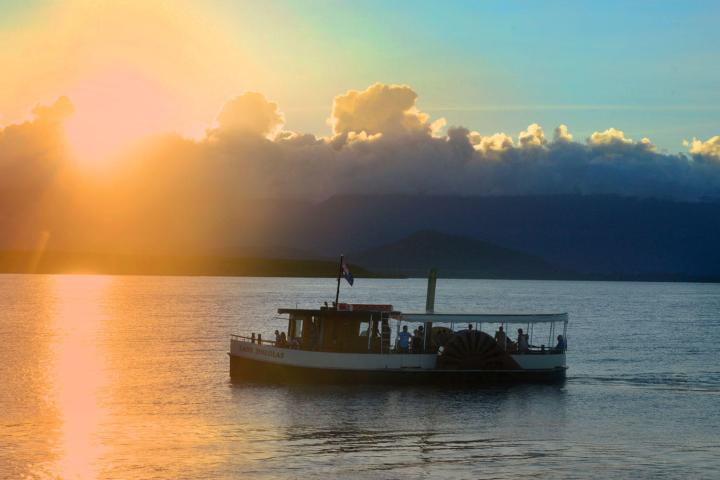 a boat in a large body of water